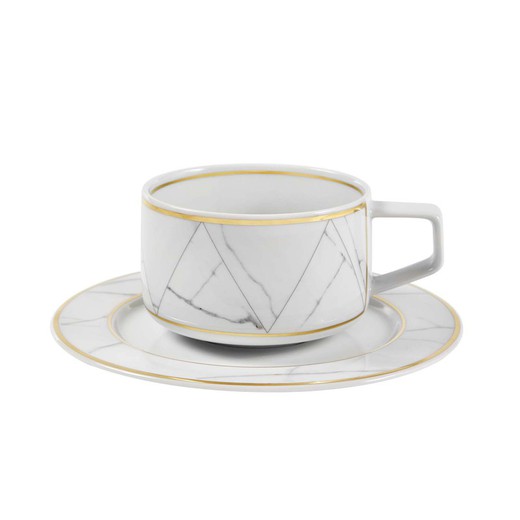 Xícara de chá e pires de porcelana de Carrara, Ø16,1x5,9 cm