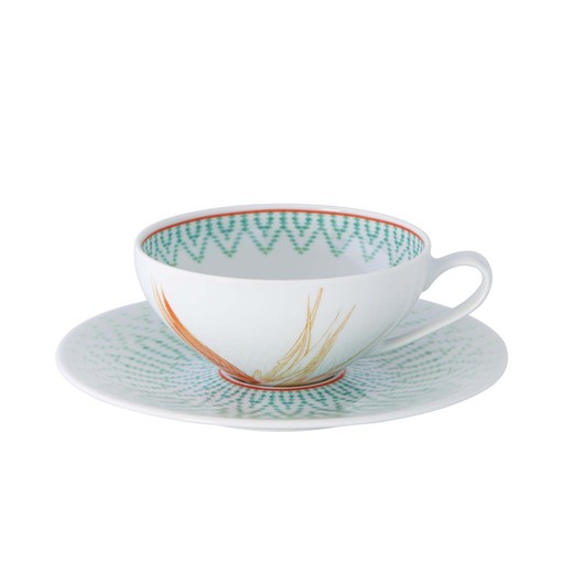 Tasse à thé et soucoupe porcelaine Fidji, Ø16,5x5,1 cm