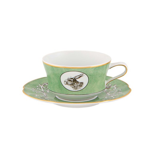 Tea cup w / pl. Casa de Alba porcelain, 16x16x5.6 cm
