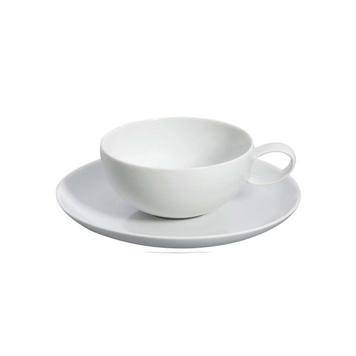 Xícara de chá de porcelana e pires Domo Whité, Ø16.8x5 cm