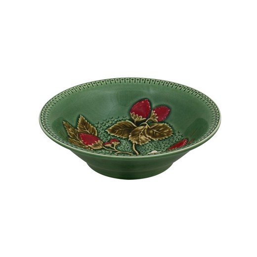 Earthenware bowl in green and red, Ø 18.5 x 5.5 cm | Strawberries