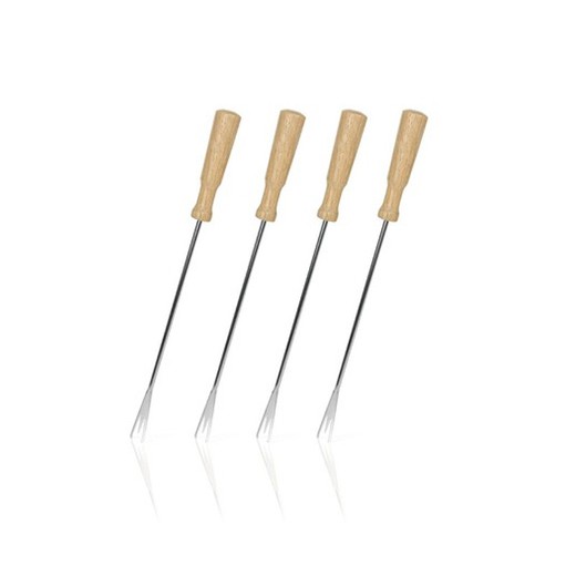 Forks fondue wood and natural steel and silver, 26.3x2x2 cm