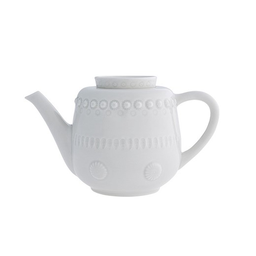 Light grey earthenware teapot, 26.4 x 15.3 x 18.9 cm | Fantasy