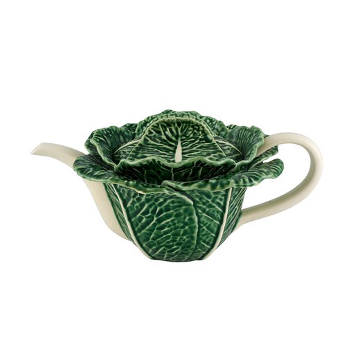 Earthenware teapot in green, 31.7 x 21.6 x 15.3 cm | Cabbage