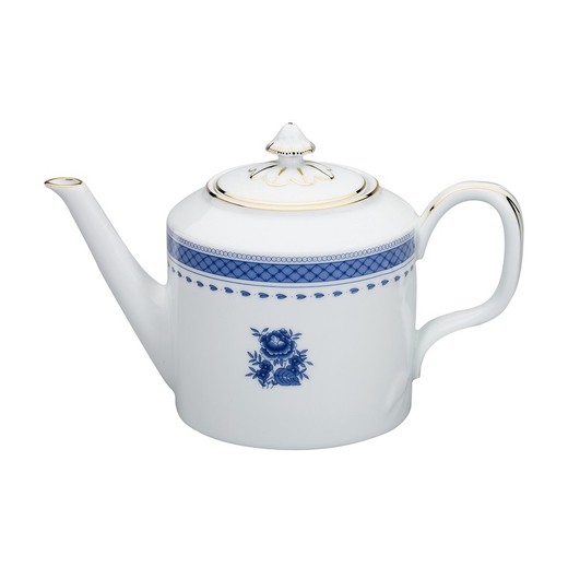 Théière en porcelaine blanche et bleue, 25,1 x 13,1 x 16,1 cm | Cozinha Velha