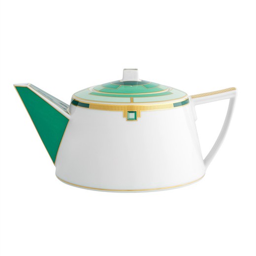 Porcelain teapot in multicolor, 25.9 x 17.4 x 12.4 cm | Emerald