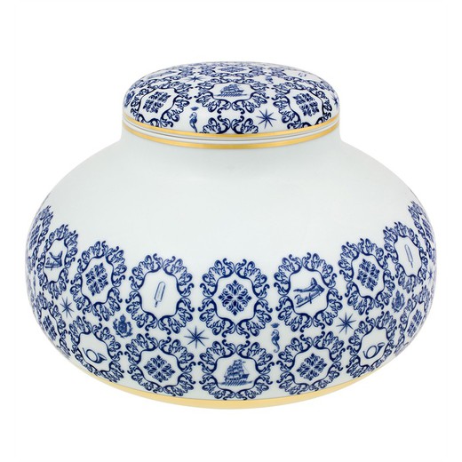 Low porcelain bowl in multicolour, Ø 33.1 x 23.5 cm | Transatlantic