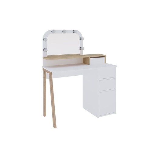 Wooden dressing table in white and oak colour, 105 x 51.5 x 131 cm | Gloria