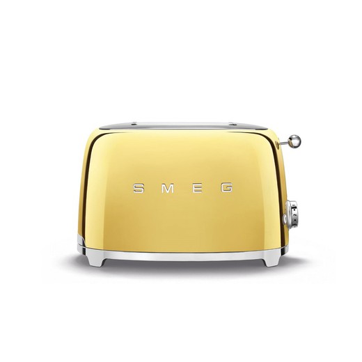 Stainless steel toaster in shiny gold, 32.5 x 19.5 x 19.8 cm | 50's Style