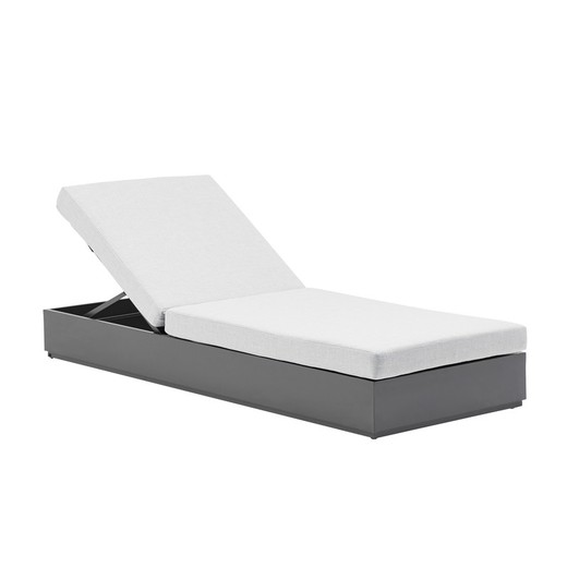 Aluminum and fabric sun lounger in anthracite and medium gray, 80 x 200 x 31.5 cm | Ione