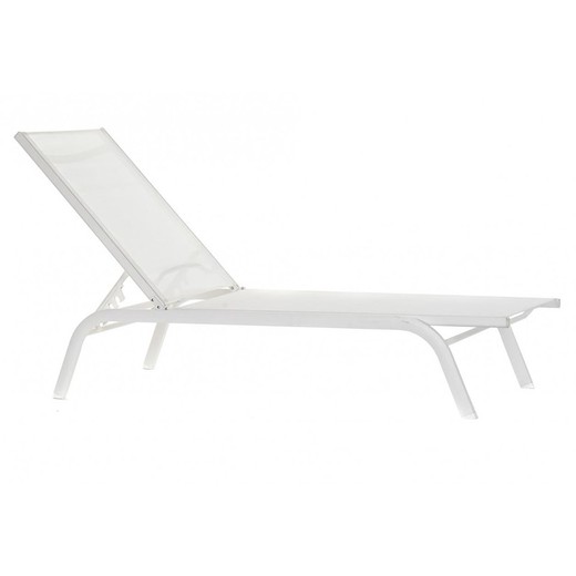 Chaise longue en aluminium et textilène blanc, 191x58x98cm