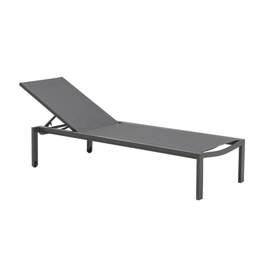 Ligstoel van aluminium en textiel in antraciet, 75 x 200 x 34 cm | banger