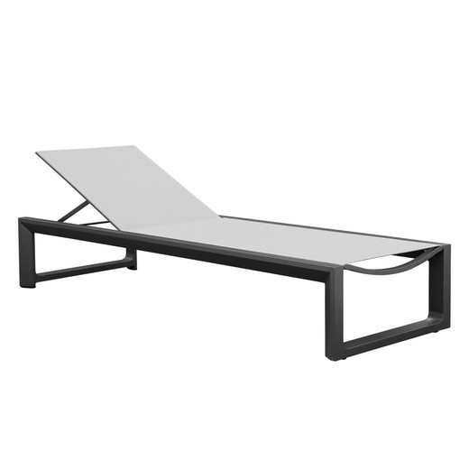 Solstol i aluminium och textil i antracit och mellangrå, 73 x 200 x 35,00-87,00 cm | Onyx