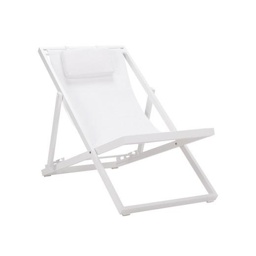Ligstoel van aluminium en textiel in wit, 64 x 128 x 81 cm | Davis