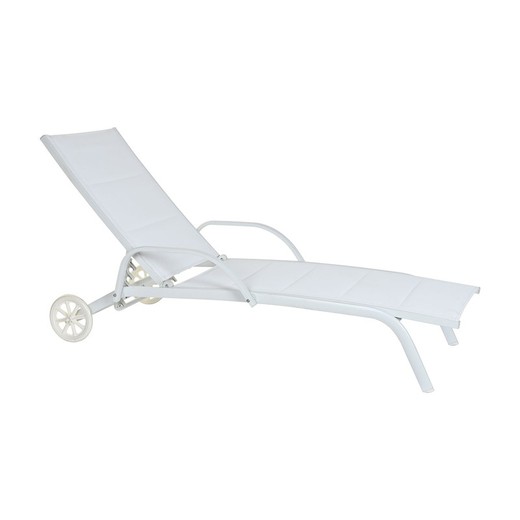 Ligstoel van aluminium en textiel in wit, 70 x 193 x 30 cm | Zeezijde