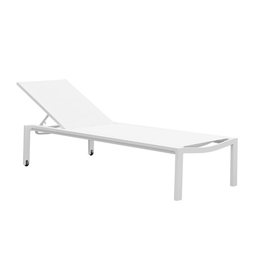 Ligstoel van aluminium en textiel in wit, 75 x 200 x 34 cm | banger
