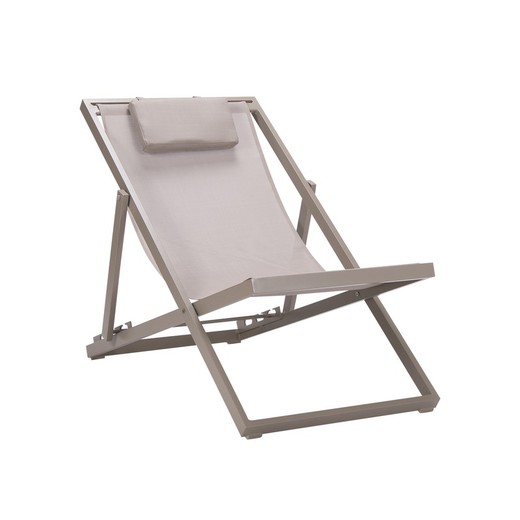 Ligstoel van aluminium en textiel in taupe, 64 x 128 x 81 cm | Davis