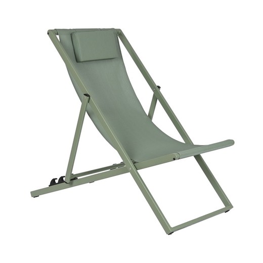 Aluminum and fabric sun lounger in mint green, 60 x 105 x 91.5 cm | Sea Side