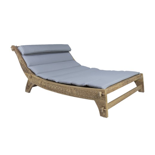 Double lounger made of recycled teak wood in natural, 145 x 224 x 91 cm | lalong