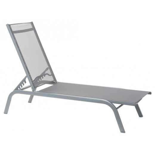 Liegestuhl aus grauem Aluminium, 191 x 58 x 98 cm