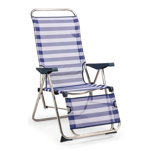 5-position relax lounger, with anatomical backrest, in textileine and aluminum structure, 75x63x114 cm