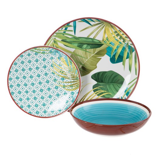 18-Piece Blue/Green Porcelain Dinnerware Set