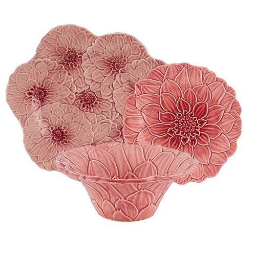 Dalia 18-piece dinnerware set in pink stoneware | Maria Flor