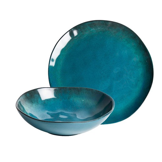 18-piece ceramic tableware in blue | Irenka