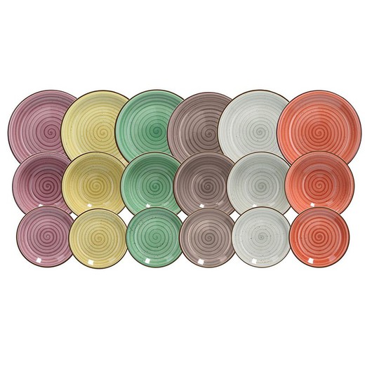 18-delad keramisk servis i flerfärgad | Corinne