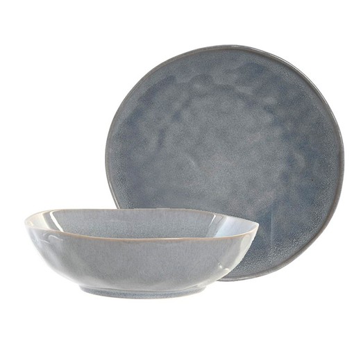 18-piece stoneware tableware in gray | Rough