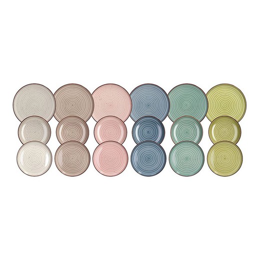 18-piece stoneware tableware in multicolor | Urban Pastel