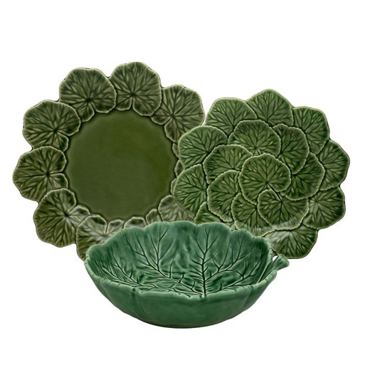 18-piece dinnerware set in green | Geranium