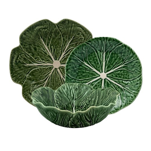 18-piece dinnerware set in green | Cabbage