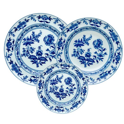 Louça de porcelana 18 peças em Azul | Margão