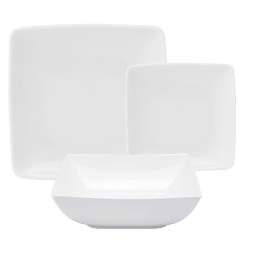 18-Piece Blank Porcelain Dinnerware Set | Carre White