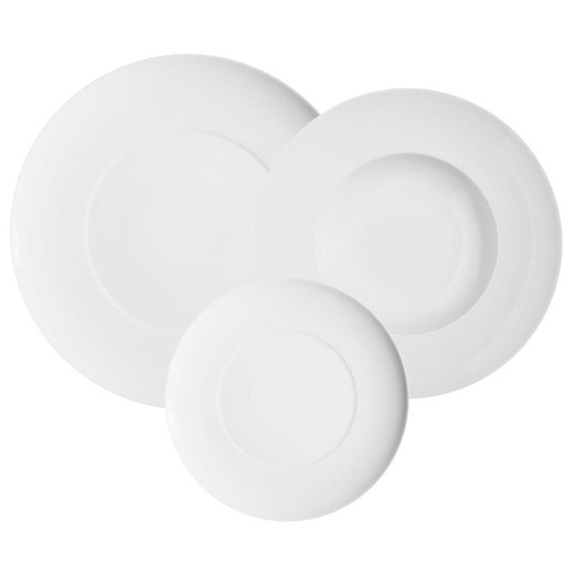 Service de table en porcelaine vierge de 18 pièces | Dôme blanc