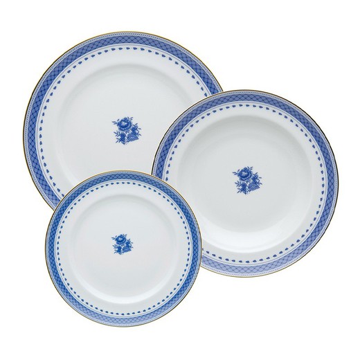 Vajilla de 18 piezas de porcelana en blanco y azul | Cozinha Velha