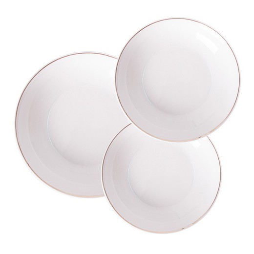 18-Piece White and Gold Porcelain Dinnerware Set | Greg
