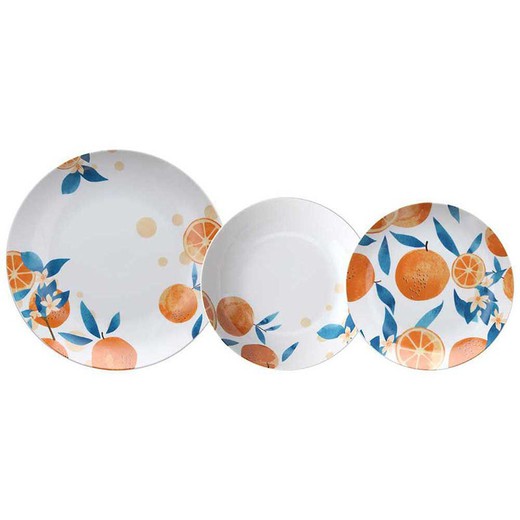 18-delt porcelænsservice i flerfarvet | Tarif