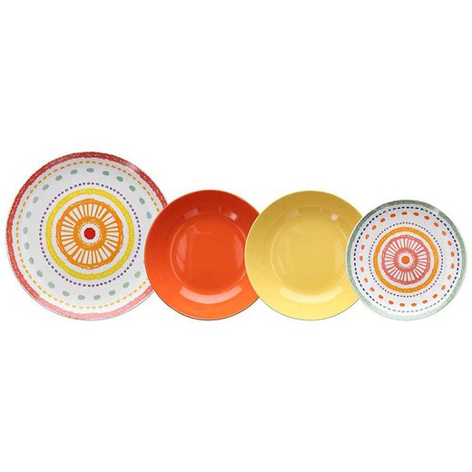 18-piece porcelain tableware in multicolor | Aruba