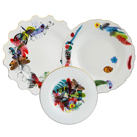 Vaisselle en porcelaine 18 pièces multicolore | Caraïbes
