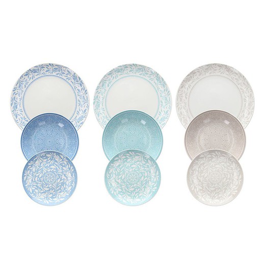 18-piece porcelain tableware in multicolor | Celine