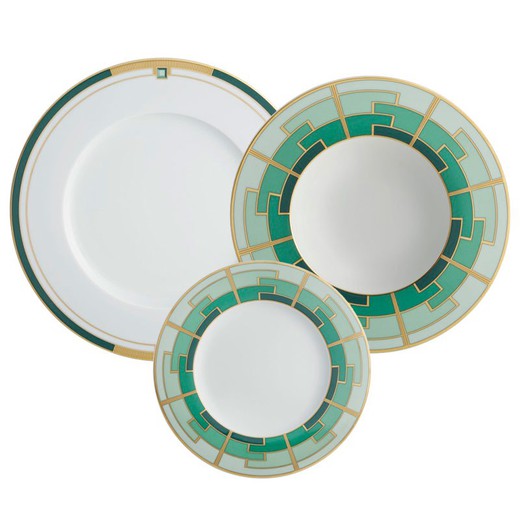 18-piece porcelain tableware in multicolor | Emerald