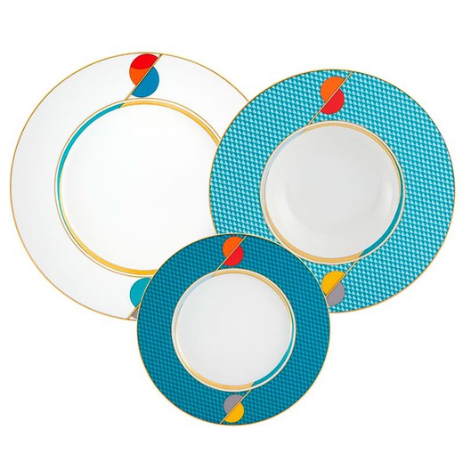 18-piece porcelain tableware in multicolor | Futurism