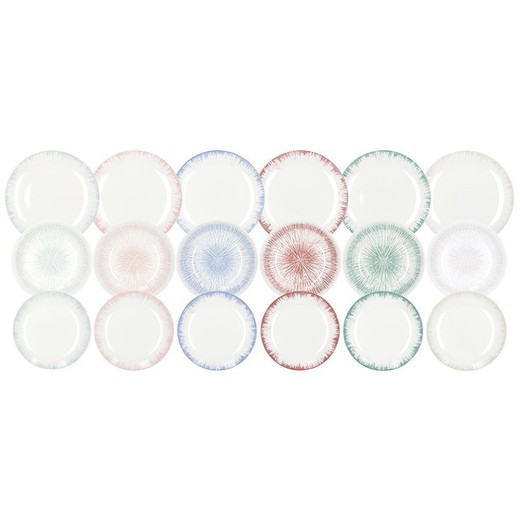 18-piece porcelain tableware in multicolor | Lucille