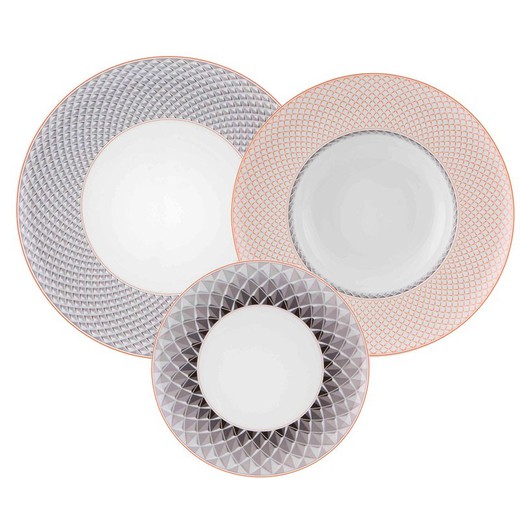 18-piece porcelain tableware in multicolor | Maya