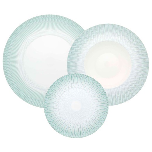 18-piece porcelain dinnerware set in turquoise | Venice