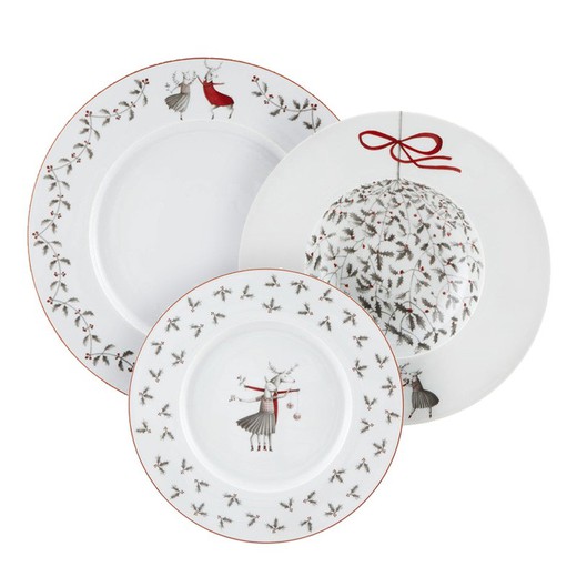 Service de table en porcelaine 18 pièces | Noël