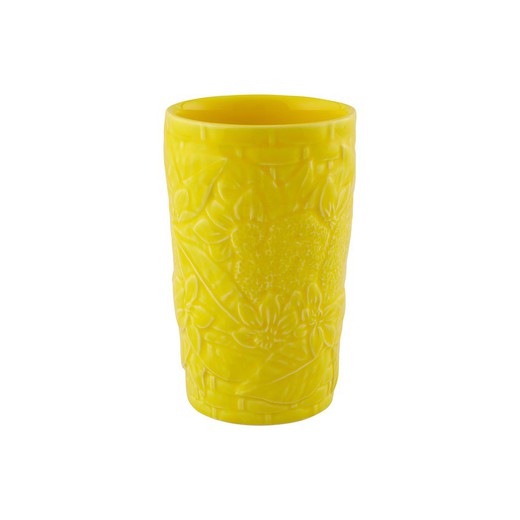 Højt gult fajanceglas, Ø 10 x 15 cm | Carmen Limon