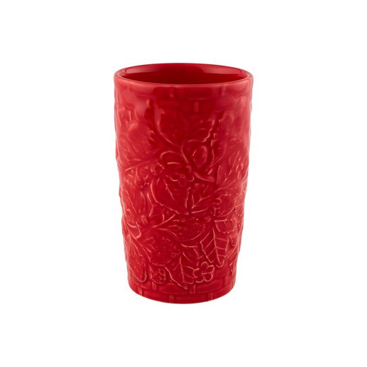 Vaso alto de loza en rojo, Ø 10 x 15 cm | Carmen Fresas